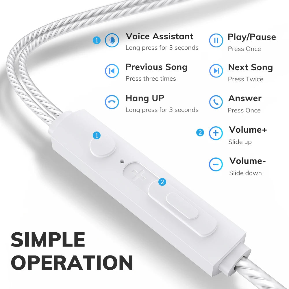 Fone de Ouvido In-Ear TOPK-F20, Headset In-Ear, Qualidade de Som HiFi com Microfone, Entrada Tipo C, Fone de Ouvido, Headset Esportivo de Alta Qualidade, Original